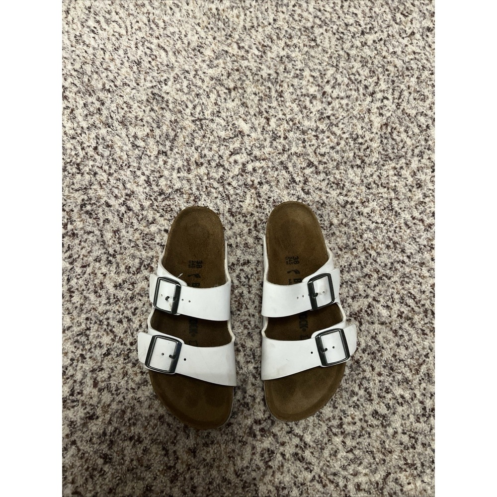Birkenstock Arizona White Size 38 Buckle Made In Germany